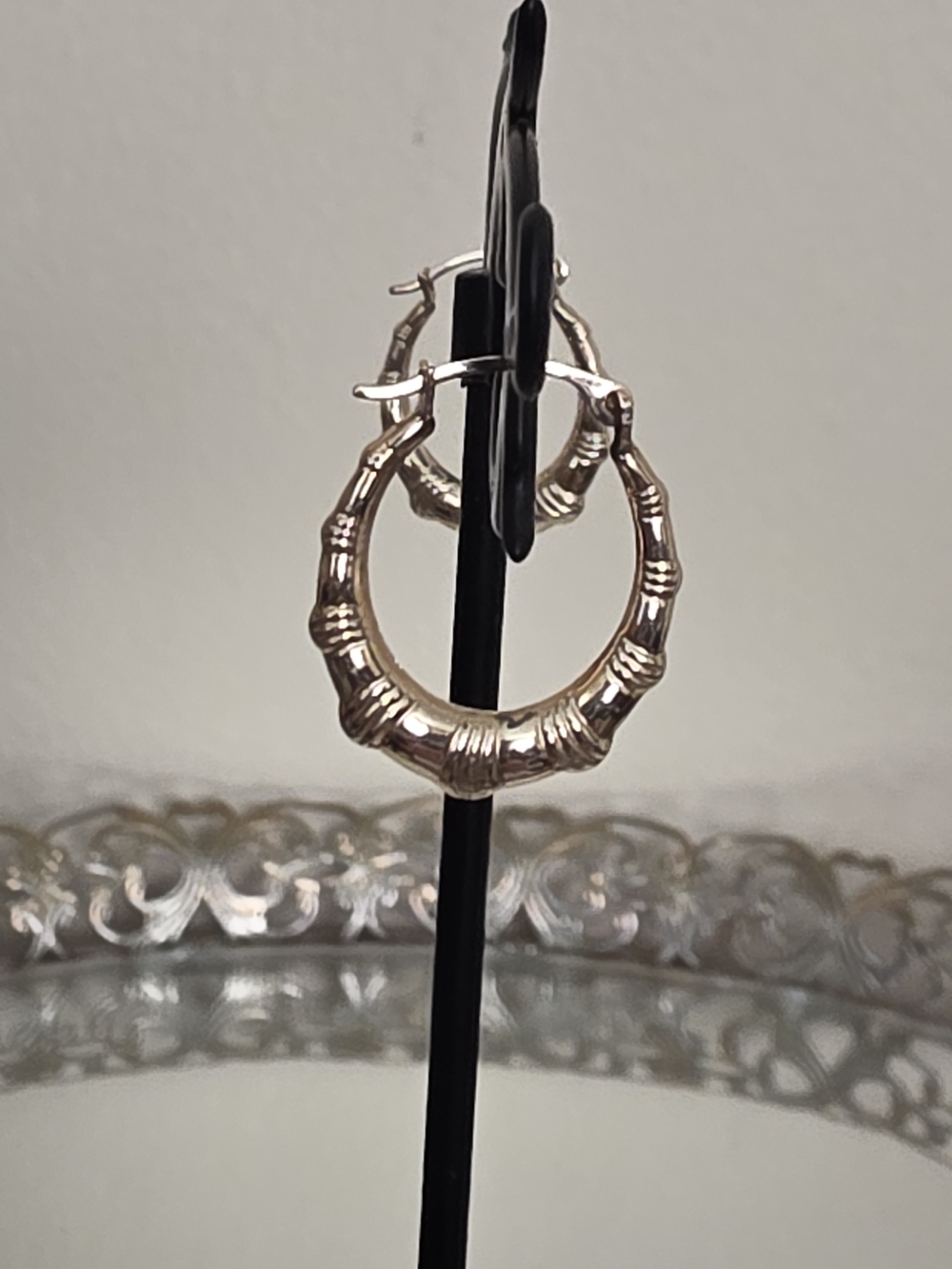 Gold Bamboo-Style Hoop Earrings - Women Jewelry